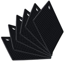 Kit Seis Descanso Quadrado Preto 17cm Weck