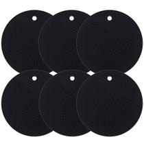 Kit Seis Descanso Redondo Preto 18cm Weck