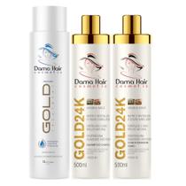 Kit Selagem Térmica Capilar Gold 24k Dama Hair 3 Produtos Kit Selagem Térmica Capilar Gold 24k Dama Hair 3 Produtos