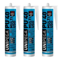 Kit Selante PU40 Cinza 360g Unipega Multiuso Vedação 3 Un