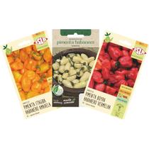 Kit Sementes Pimentas Habanero (Vermelha, Amarela e Branca) Kit Sementes Pimentas Habanero (Vermelha, Amarela e Branca)