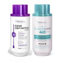 Kit Semi Definitiva 3D e AlinhaHair 4D Forever Liss 300ml