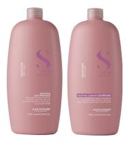 Kit Semi Di Lino Moisture Alfaparf Shampoo 1 Litro + Leave In 1 Litro