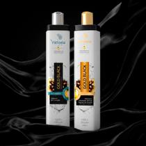 Kit SemiDefinitiva Gold Black Victoria Hair Cosméticos Profissional 1L Kit SemiDefinitiva Gold Black Victoria Hair Cosméticos Profissional 1L