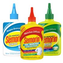 Kit Semorin Tira Manchas: Tradicional + Maxi + White 100ml Kit Semorin Tira Manchas: Tradicional + Maxi + White 100ml