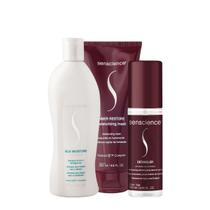Kit Senscience Silk Moisture Inner Detangler Shampoo Máscara Spray (3 produtos)
