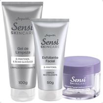 Kit Sensi Creme Facial, Esfoliante e Gel de Limpeza Jequiti