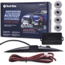 Kit Sensor Automotivo Estacionamento De Ré 4 Pontos Traseira / Emborrachado Cromado Techone