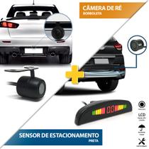 Kit Sensor de Ré Preto + Câmera de Ré Traseira Nissan Kicks 2016 2017 Estacionamento Aviso Sonoro