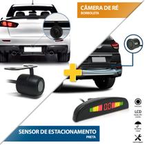 Kit Sensor de Ré Preto Fosco Emborrachado + Câmera de Ré Traseira Fiat 500 2013 2014 2015 2016 Estacionamento Aviso Sonoro