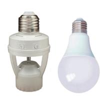 Kit Sensor Presença Movimento + Lampada Led 12w Branco Frio
