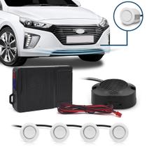 Kit Sensores Dianteiros Branco Chevrolet Agile 2012 2013 2014 2015 2016 Estacionamento Frontais Frente Buzzer 4 Pontos