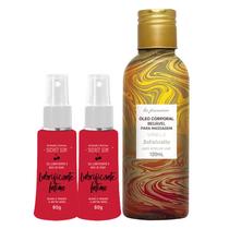 Kit Sensual: 2 Lubrificante À Base De Água Secret Sexy + 1 Óleo Massagem Beijável Sensual Vanilla Kit Sensual: 2 Lubrificante À Base De Água Secret Sexy + 1 Óleo Massagem Beijável Sensual Vanilla