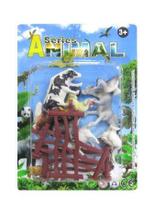 Kit Series Animal com 8 Animais de Pvc Fazenda ou Selva + Acessório