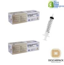 Kit seringa 10ml sem agulha lock descarpack cx com 100 unidades Kit seringa 10ml sem agulha lock descarpack cx com 100 unidades