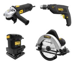 Kit Serra Circular + Lixadeira + Esmerilhadeira + Furadeira Impacto