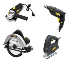 Kit Serra Circular + Tico Tico + Esmerilhadeira + Furadeira Impacto