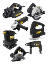 Kit Serra Circular Tico Tico Lixadeira Esmerilhadeira Serra Marmore Furadeira e Plaina