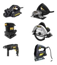 Kit Serra Circular Tico Tico Lixadeira Plaina Serra Marmore Furadeira Impacto