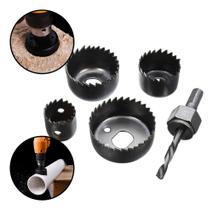 Kit Serra Copo 6 Peças em Aço Carbono para Cortar Madeira Gesso Plastico uso Furadeira Parafusadeira