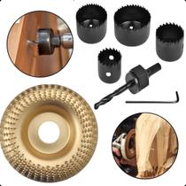 Kit Serra Copo com Disco de Desbaste Madeira Mdf Gesso Esculpir Angular Concavo Escultura 7 Peças Profissional