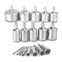 Kit Serra Copo Diamantada Porcelanato Jogo Brocas Vidro 18un