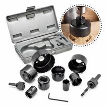Kit Serra Copo Profissional 11 Peças para Madeira MDF Drywall com Estojo e Broca