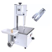 Kit Serra Fita com Moedor Boca 5 Semi Inox + Lâmina 1,46 Açougue Carne Osso Leggero