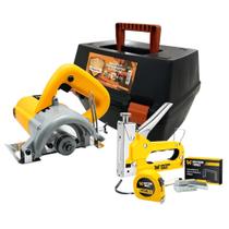 Kit Serra Mármore 4.3/8 110mm 1040W e Grampeador Manual com Maleta Box