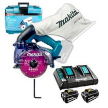 Kit Serra Mármore A Bateria Makita DCC500KX1 18V 125MM Com 2 Baterias BL1850B 5.0Ah E Carregador Duplo DC18RD Cortes Precisos E Alta Performance