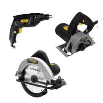 Kit Serra Marmore + Furadeira Impacto Hamer + Serra Circular