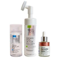 Kit Sérum Clareador + Água Micelar + Sabonete Detox Massagem