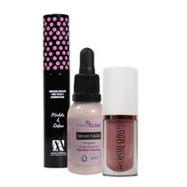 Kit Serum Facial, Máscara de Cílios e Gloss Cristal Goiaba