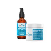 Kit Sérum QRxLabs Niacinamide e Retinol 60ml + 50 Lenços Ácido Glicólico a 10% Controle de Rugas - QRX Labs