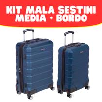 Kit sestini - mala média + bordo - wheeless - azul
