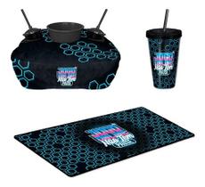 Kit Setup Gamer Mousepad 70x32 + Copo + Almofada Pipoca