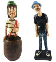 Kit seu Madruga bravo e chaves no barril em resina 23cm Kit seu Madruga bravo e chaves no barril em resina 23cm