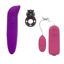 Kit Sex Shop 18 Vibrador Golfinho + Bullet + Anel Peniano