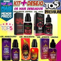 kit Sex Shop 5 Lubrificantes Produtos Eróticos Casal - Top Gel