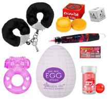 Kit Sex Shop 8 Itens Casal Brinquedos Eróticos Presente Namorado Algemas Egg Sexyshop