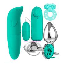 Kit Sex Shop Plug Anal + Vibrador Bullet + Ponto G + Anel