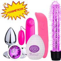 Kit Sex Shop Vibrador Golfinho Ponto G + Bullet +Vibrador Feminino + Plug Anal + Egg Masturbador + Lubrificante - Papo de Amigas