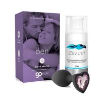 Kit Sexo Anal Plug de Silicone Ben Preto e Gel Lubrificante Dessensibilizante Cliv Intt - Á Sós