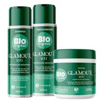 Kit Sh + Cond + Máscara Biovegetais UTI Glamour Reconstrução