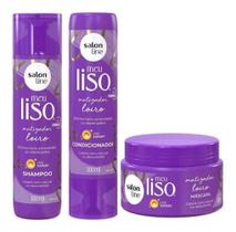 Kit Sh + Cond + Máscara Meu Liso Matizador Salon Line