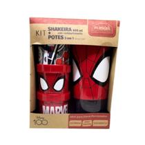 Kit Shakeira Com Compartimento + Potes 3 em 1 Homem Aranha
