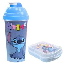 Kit Shakeira Garrafa Stitch Sanduicheira Plástico 580ml Kit Shakeira Garrafa Stitch Sanduicheira Plástico 580ml