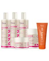 Kit Shamp, Cond, Gelatina, Ativador, Másc e Leave in Cachos Nova fragrância - Apice