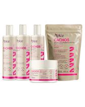 Kit Shamp, Cond, Gelatina, Máscara e Refil Ativador 300ml cachos Apice