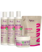 Kit Shamp, Cond, Gelatina, Máscara e Refil Ativador 500g cachos Apice